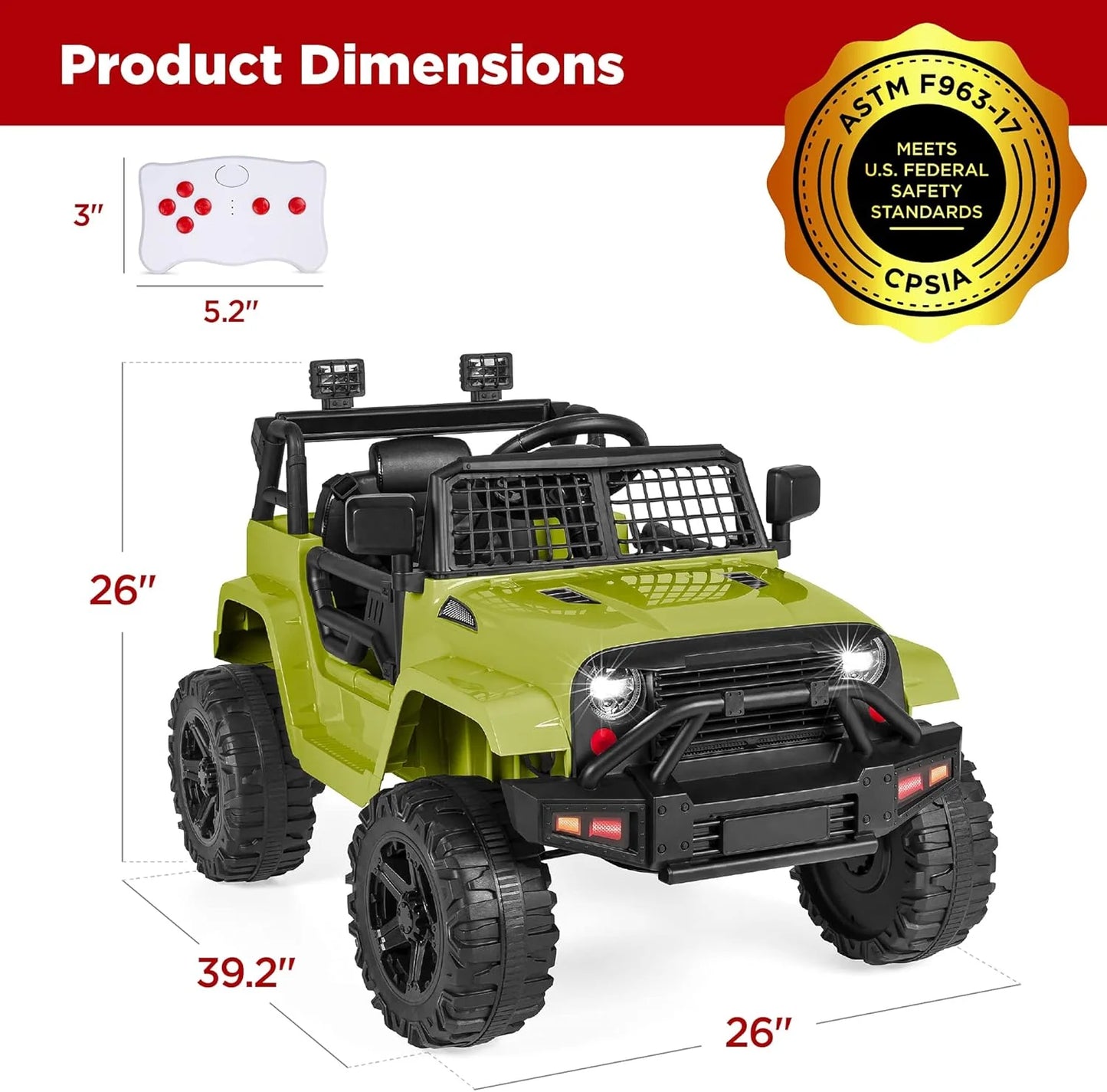 Best Choice Products 12V Kids Ride-On Truck Car with Spring Suspension and LED Lights