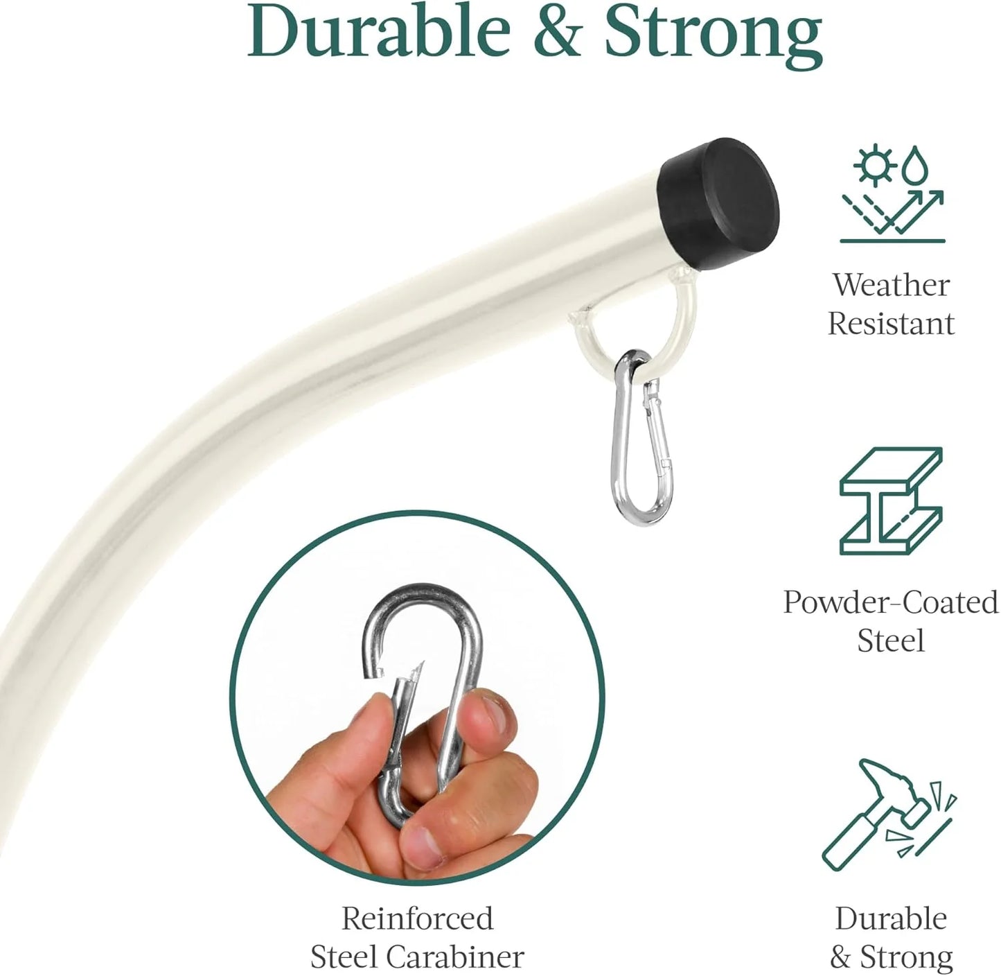 Best Choice Products Metal Hanging Hammock C-Stand for Chair/Weather-Resistant Finish, Offset Base - Stand Only - Black