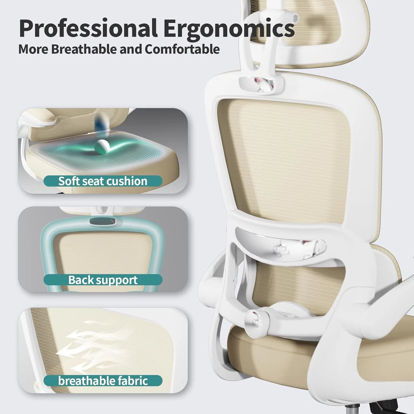 TRALT Office Chair Ergonomic Desk Chair 330 lbs Home Gaming Chair with Wheels