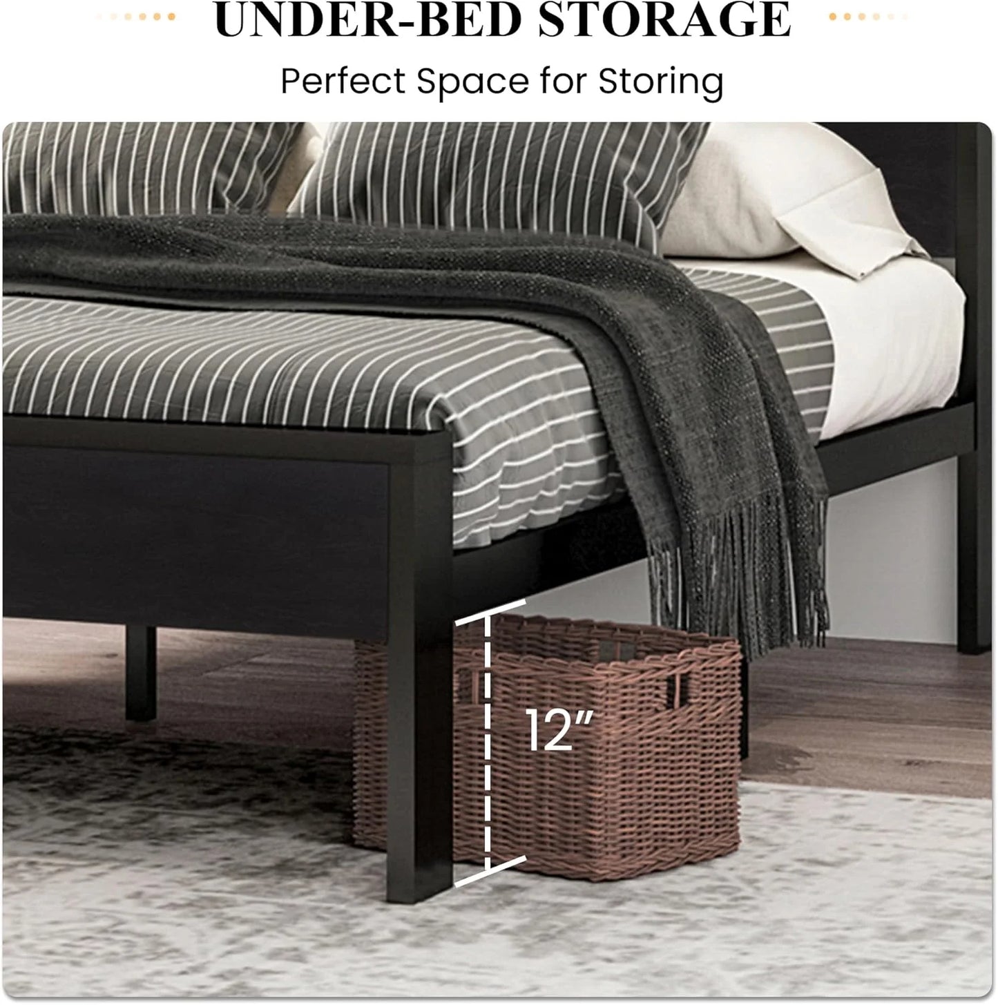 SHA CERLIN 14 Inch Full Size Metal Platform Bed Frame with Wooden Headboard and Footboard, Mattress Foundation, No Box Spring Needed, Large Under Bed Storage, Non-Slip Without Noise, Mahogany