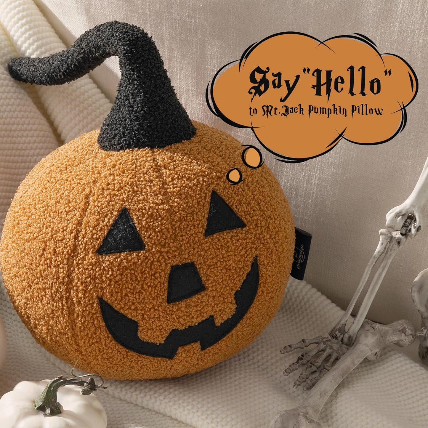 Happy Halloween Pumpkin Shaped Throw Pillow