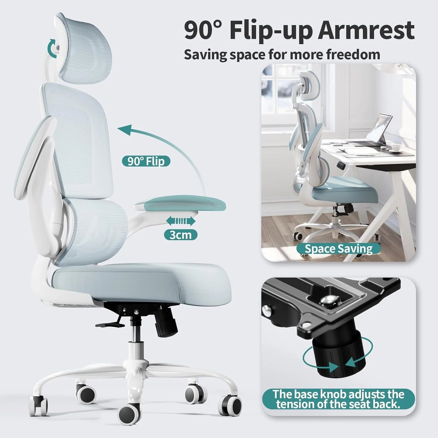 TRALT Office Chair Ergonomic Desk Chair 330 lbs Home Gaming Chair with Wheels