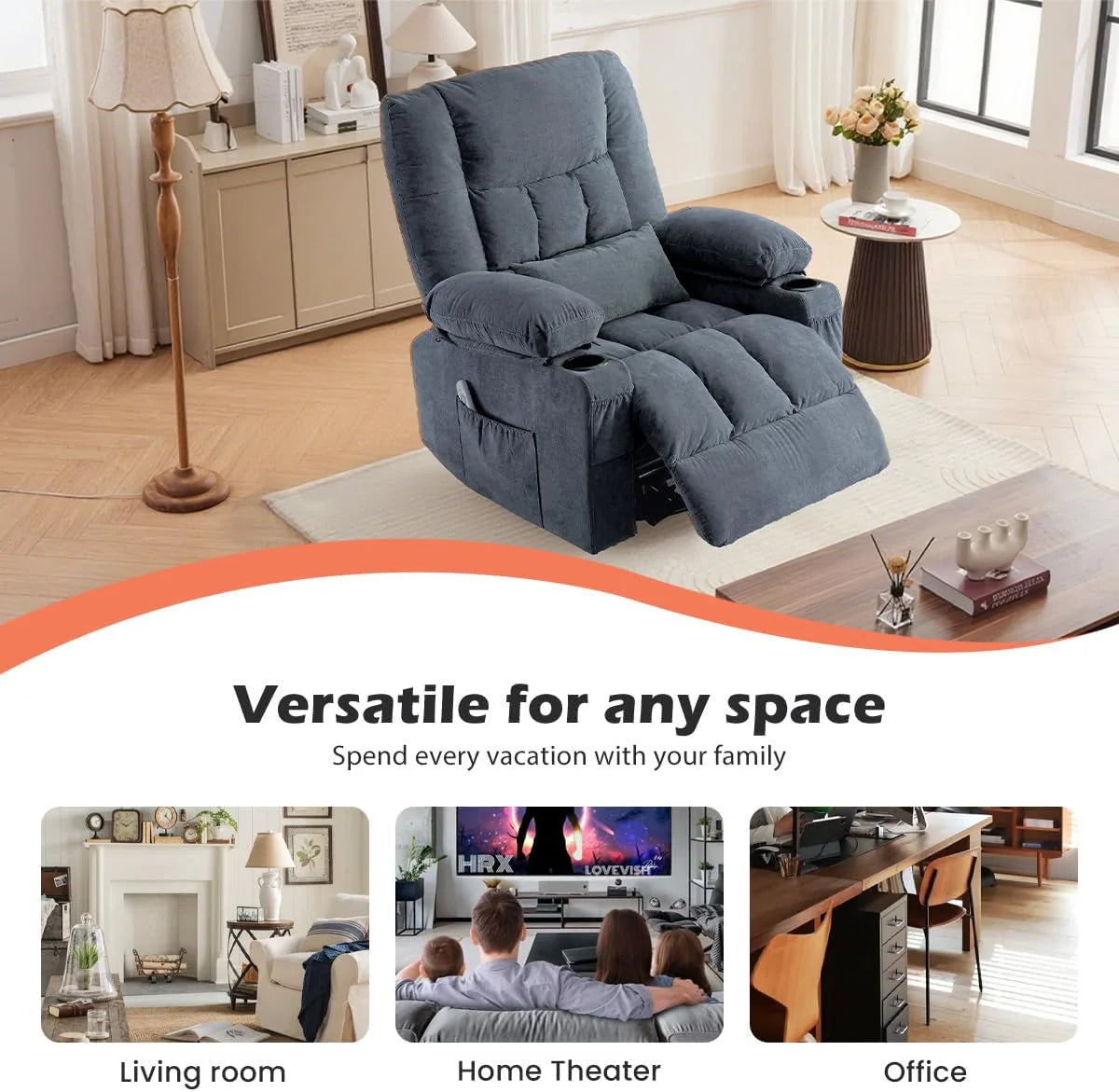 Recliner Loveseat with Cup Holders for Living Room