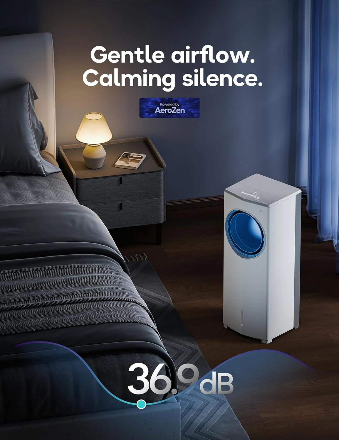 Windowless Portable Air Conditioner, 26.3" Small Evaporative Air Cooler for Room No Window, 3-Speed Settings, 4 Modes, 7H Timer, Remote Control, 4 Ice Packs, Quiet AC Unit for Bedroom