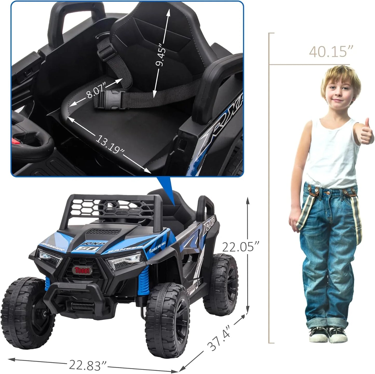 TOBBI 12V Kids Ride on Car, Electric Off-Road UTV Truck with Diverse Functions, Double Open Doors, Safety Belt, Horn, Music, and Lights for Kids Aged 3-5 Years (Rose Red)