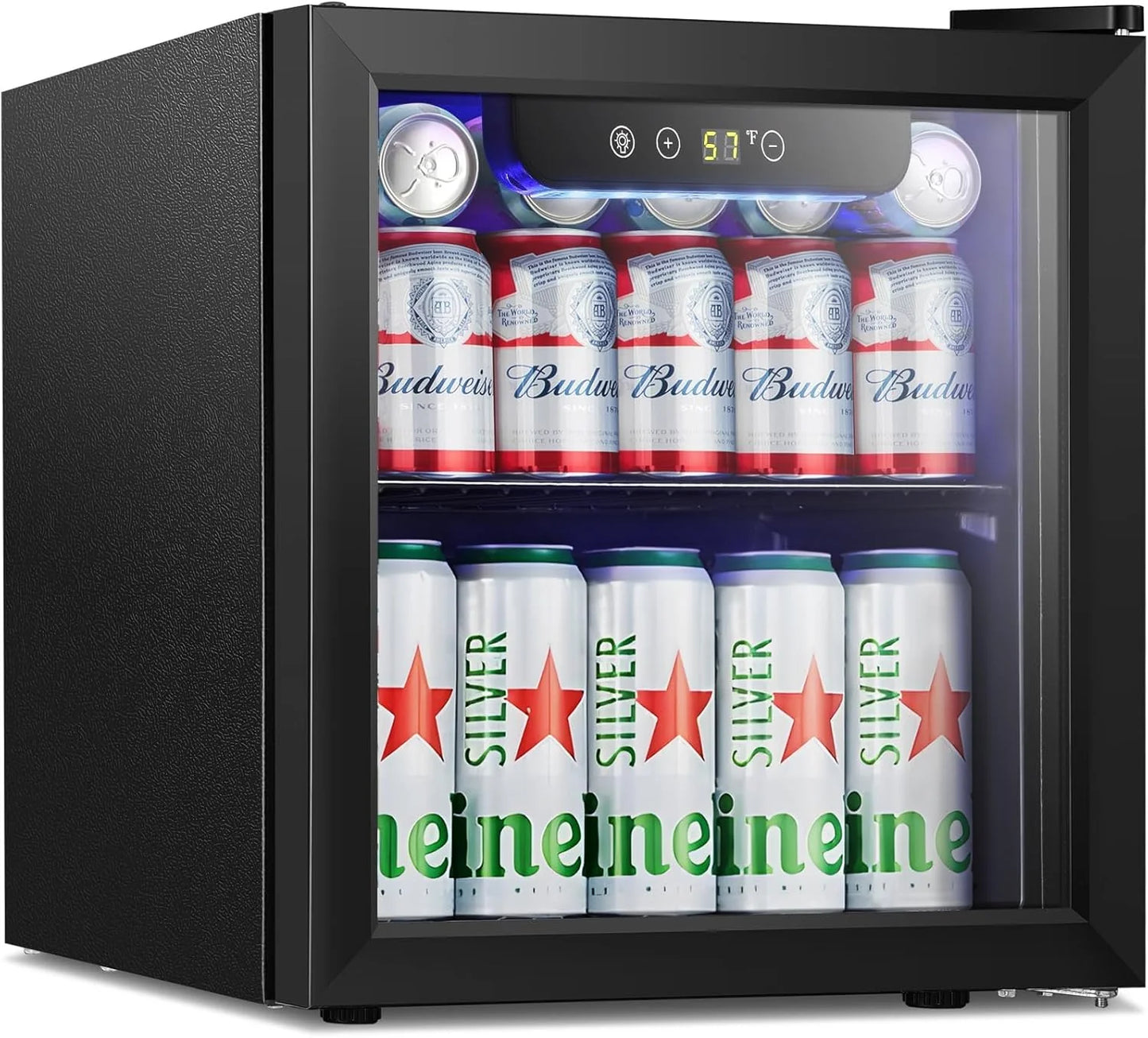 Antarctic Star Beverage Refrigerator Cooler 68 Can, Mini Fridge with Glass Door for Beer Drinks Wine,Freestanding Small Fridge with Electronic Temperature Control for Home and Bar,1.7 cu.ft