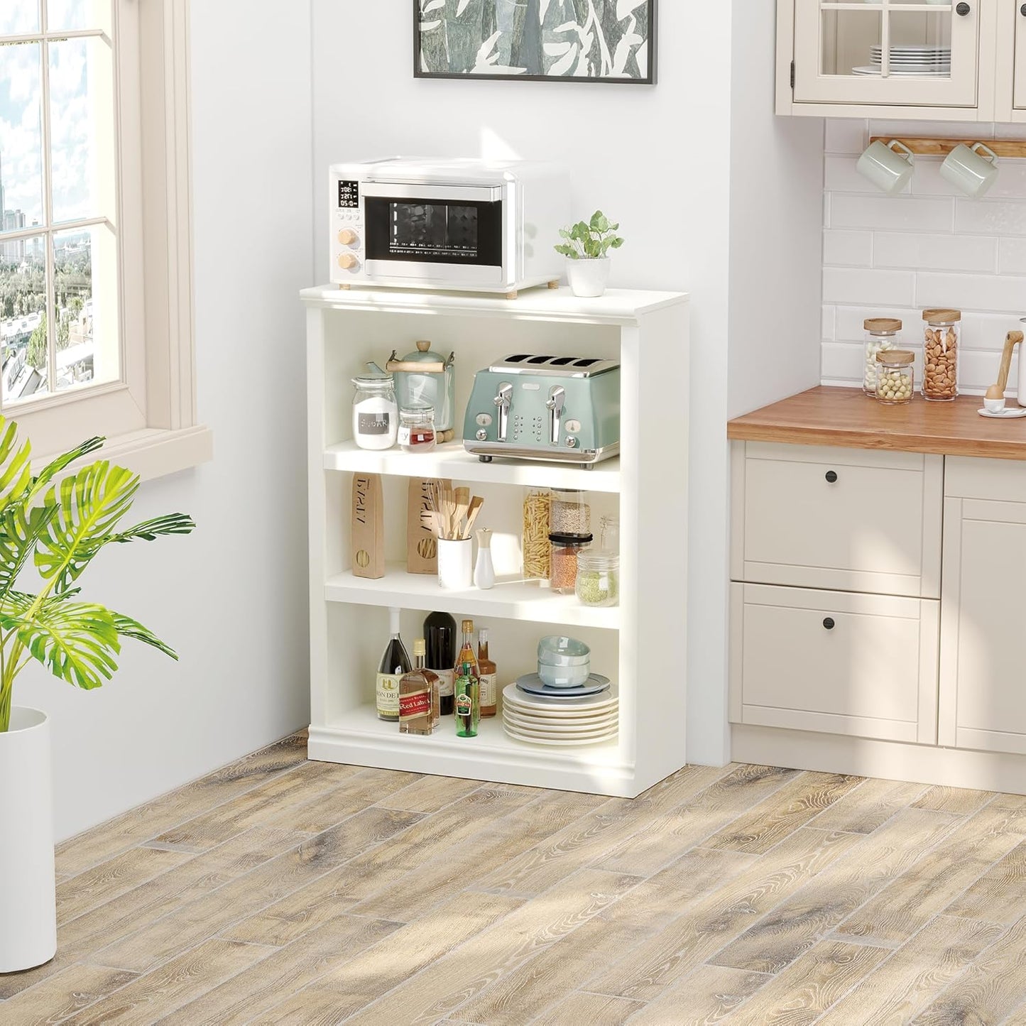 70-Inch Tall White Bookcase 5 Tiers Shelves Open Storage Bookshelf