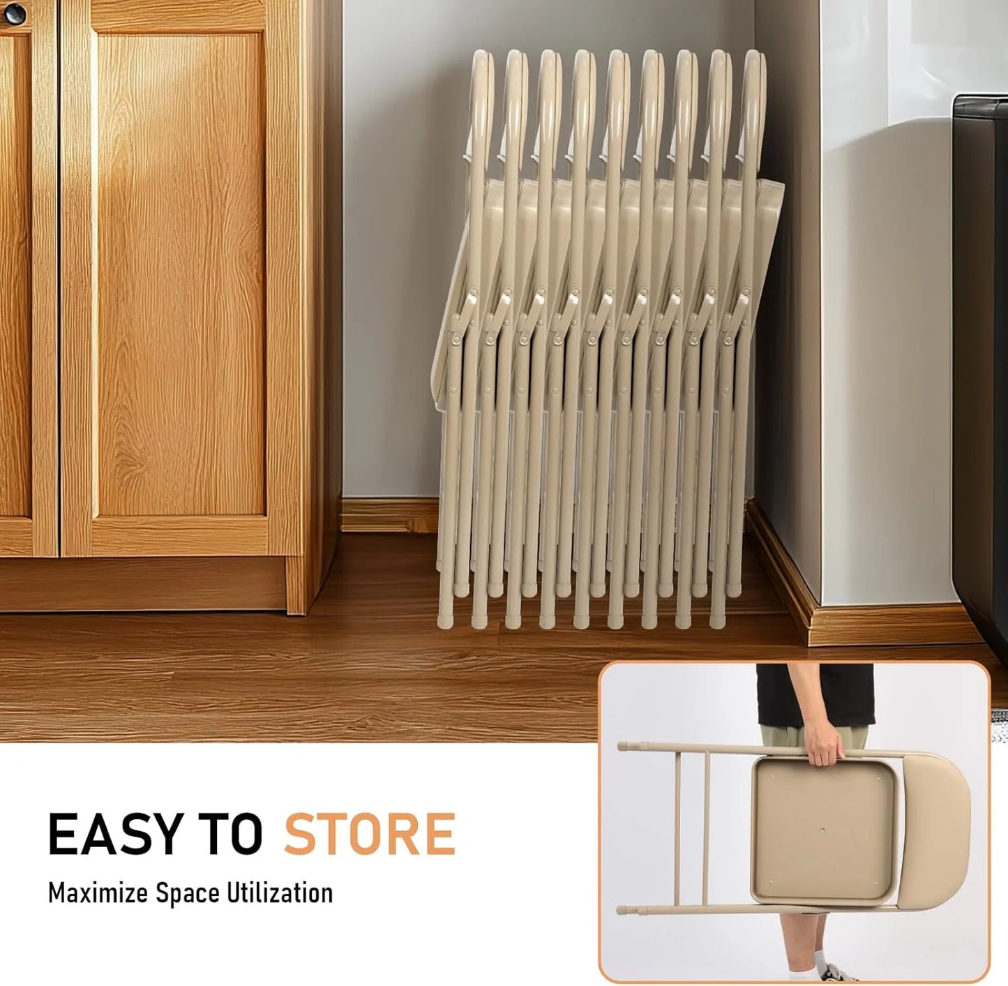 6 Pack Black Folding Chairs with Leather Chairs for Indoor and Outdoor Events Office Wedding Party Upholstered Chairs