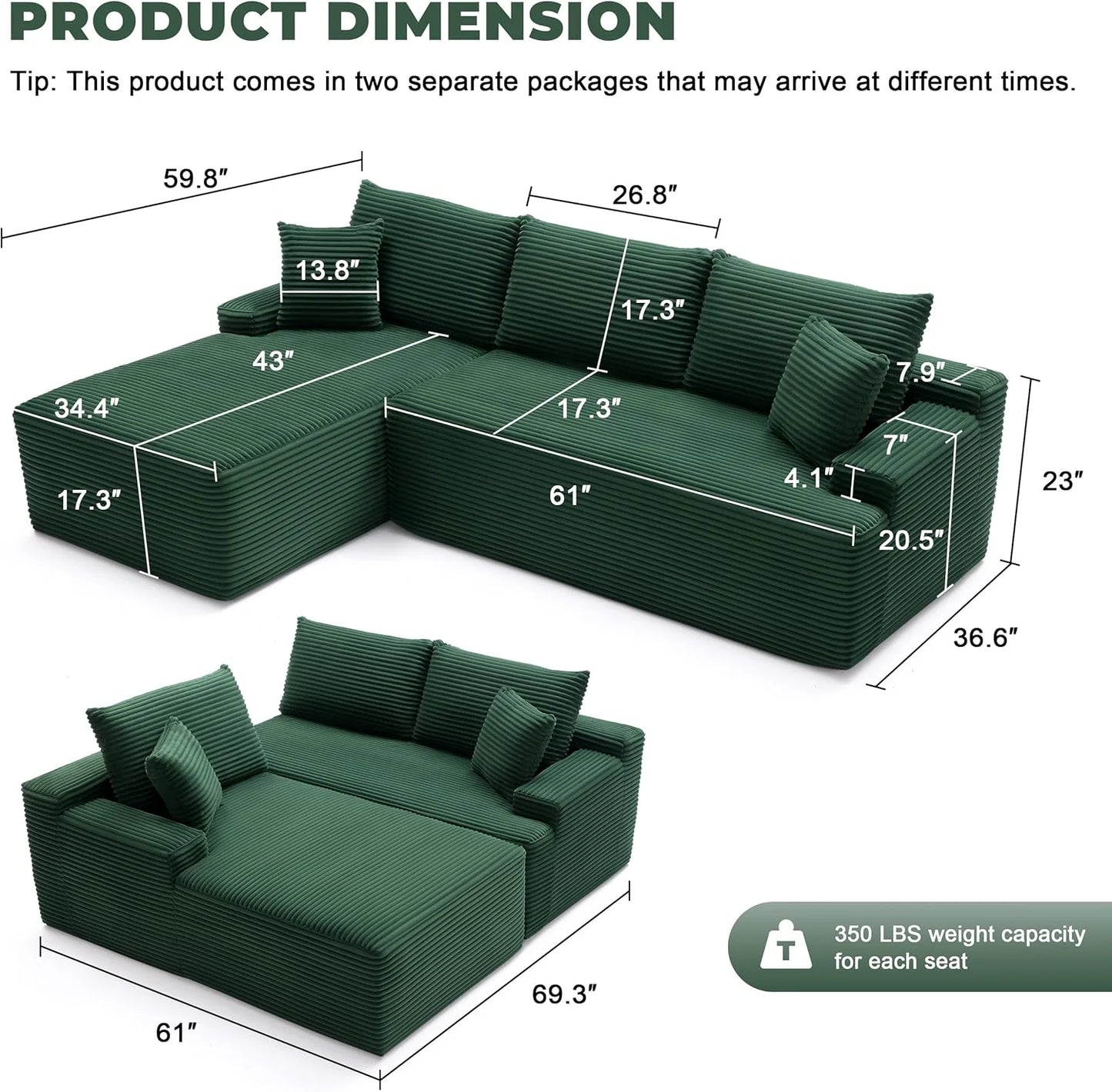110-inch cloud sofa, boneless sofa in the living room, modular sofa with deep seats