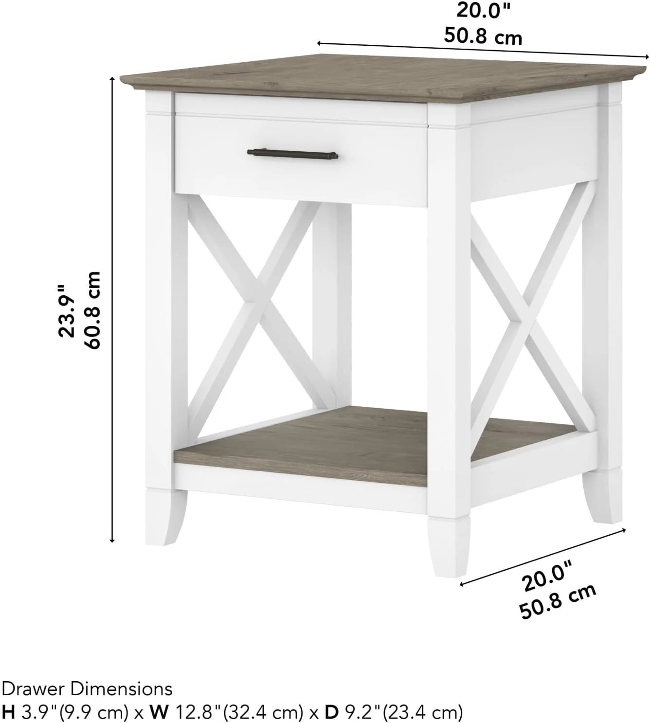Key West Small End Table with Storage Modern Farmhouse Accent Shelf
