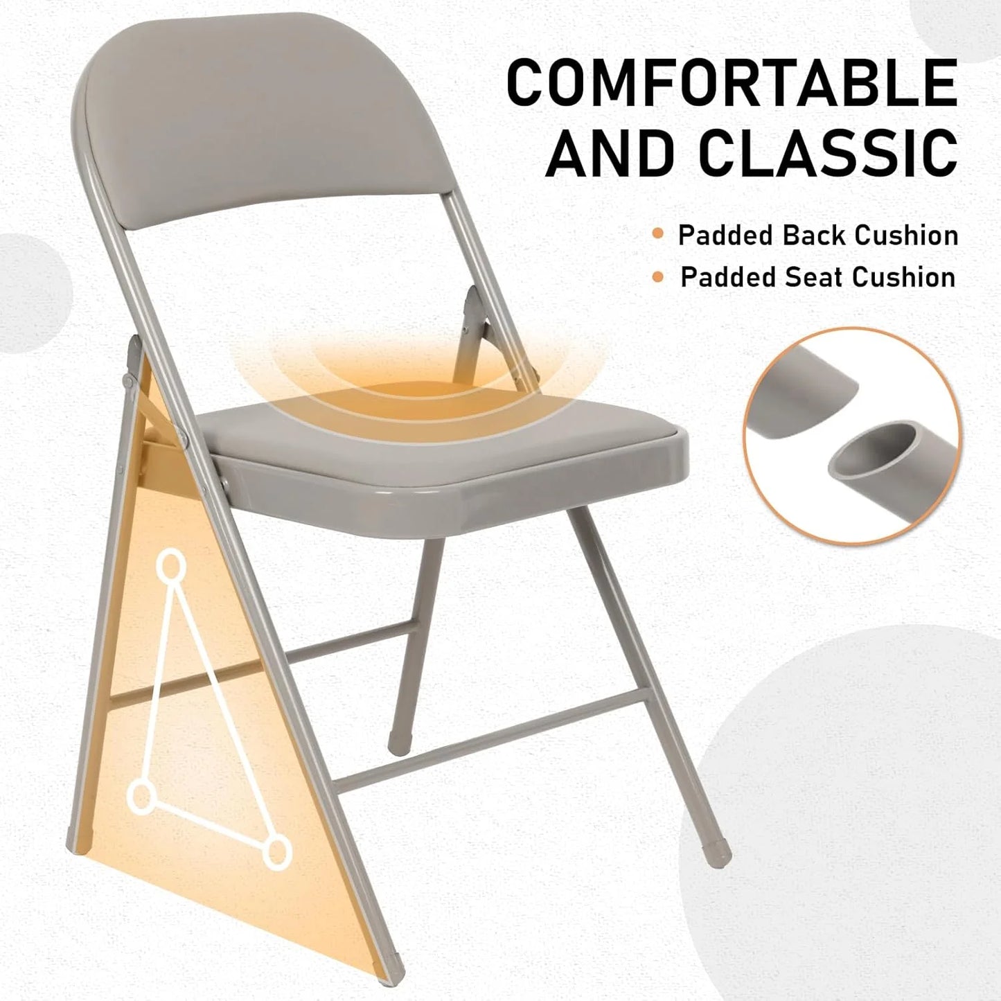 6 Pack Black Folding Chairs with Leather Chairs for Indoor and Outdoor Events Office Wedding Party Upholstered Chairs