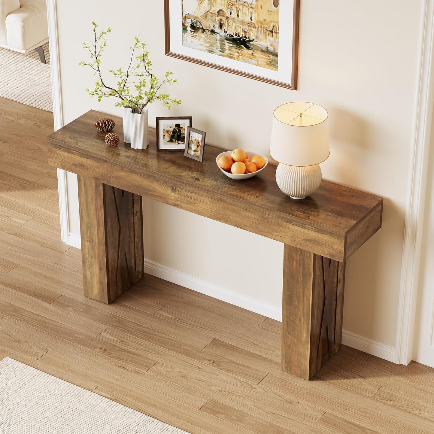 63-Inch Narrow Console Table Modern Sofa Table for Hallway