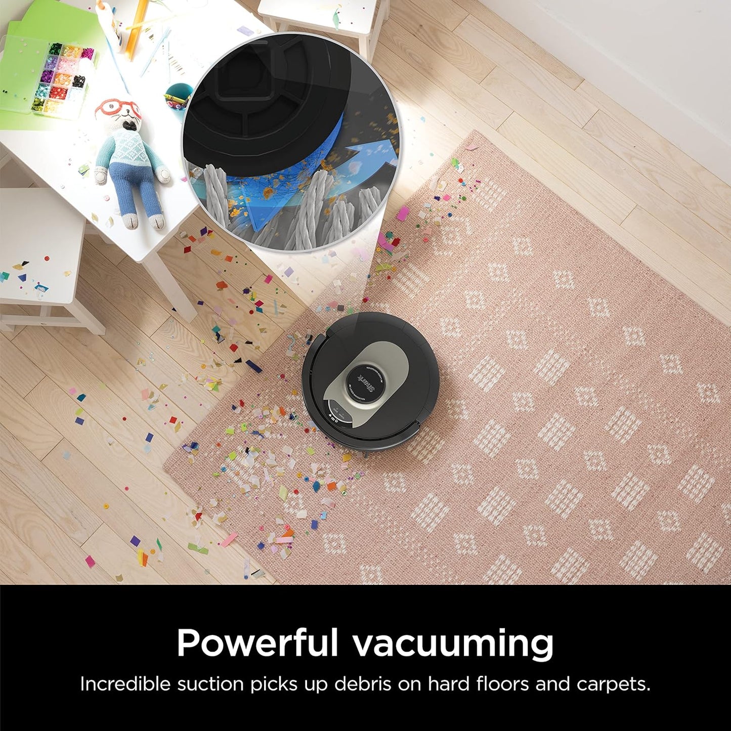 AI Robot Vacuum with XL HEPA Self-Empty Base, Bagless, 60-Day Capacity, LIDAR Navigation, Perfect for Pet Hair, Compatible with Alexa, Wi-Fi Connected, Carpet & Hard Floor, Black
