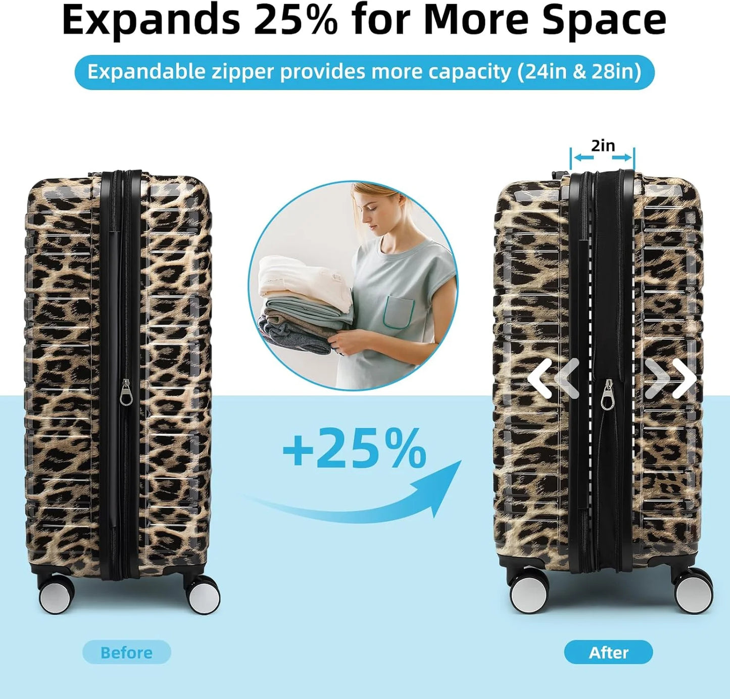 6-piece luggage set, expandable hardshell suitcase set with spinner wheels, lightweight rolling luggage set