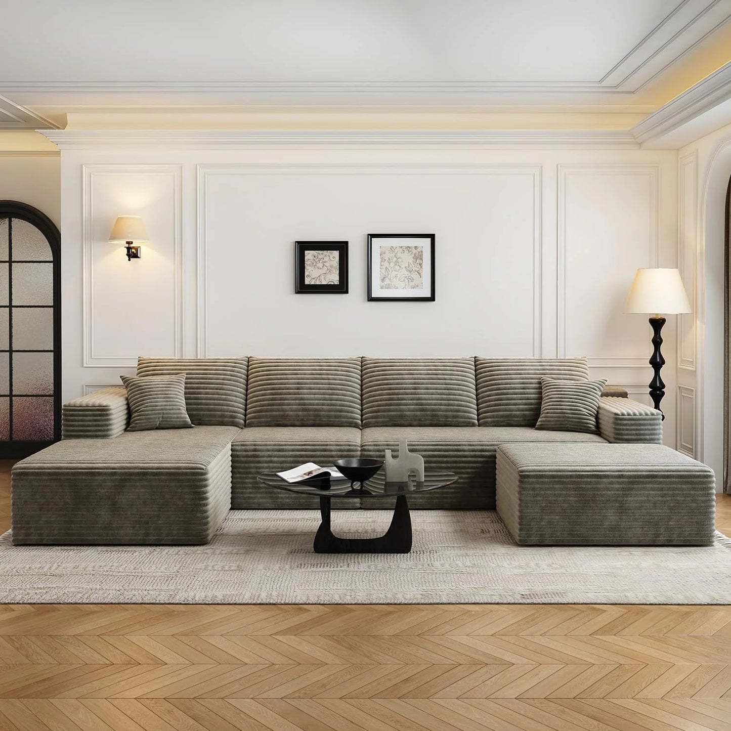 107.5" Cloud Modular Sectional Sofa Couch with L-Shape Chaise,Modern Minimalist Upholstered Couches