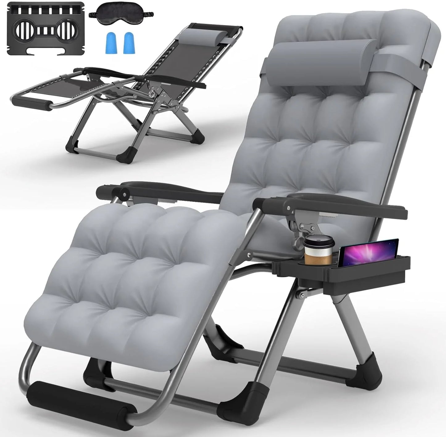 Indoor and outdoor patio chair folding lounge chair zero gravity chair with removable cushion camping lounge chair