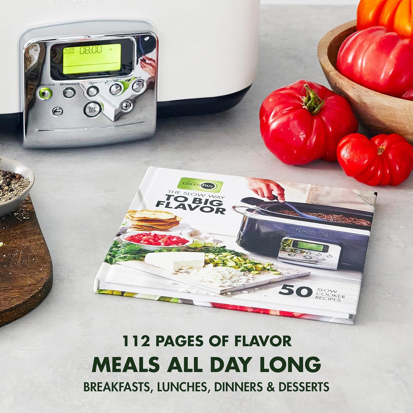 8-in-1 Programmable 6QT Electric Slow Cooker with Dishwasher-Safe Lid and Removable Base