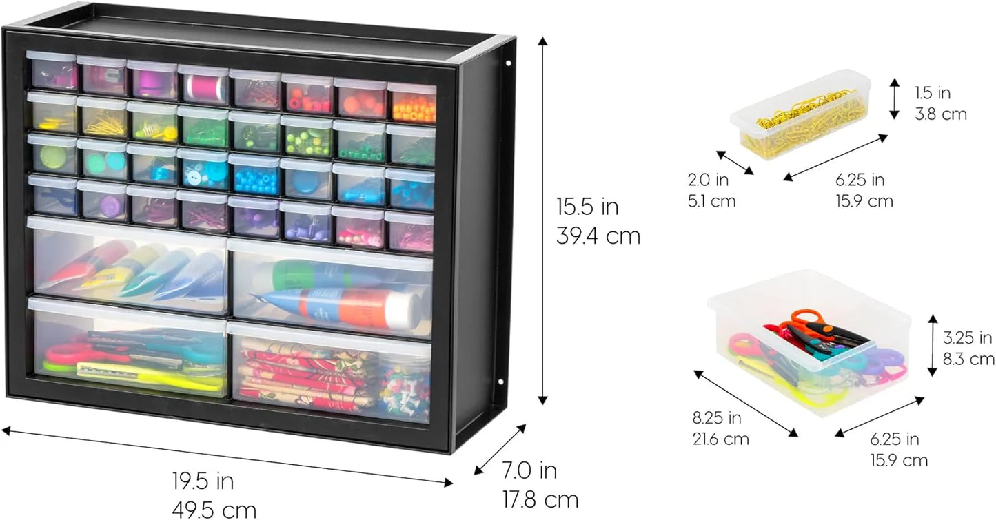 IRIS USA Screw Tool Organizer Small Parts Cabinet Chest, 44-Drawer Hardware Electronics Nuts Bolts Storage Drawers Organization Toolbox Garage Craft Business Teacher Beads Scrapbook Art Hobby - Black