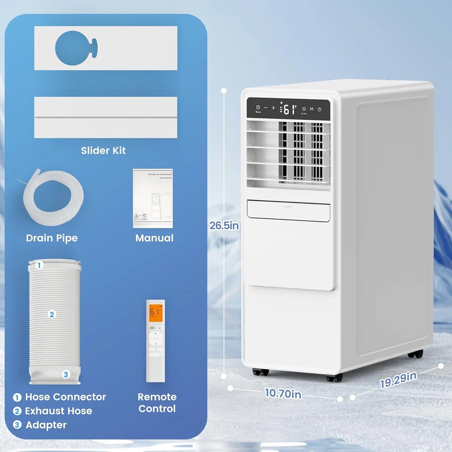 12000 BTU Portable Air Conditioners for Room up to 500 sq.ft, 3-in-1 Free Standing Quiet Portable AC Unit with Fan & Dehumidifier, Remote Control, Sleep Mode/24h Timer, 4 Speed, Auto Swing