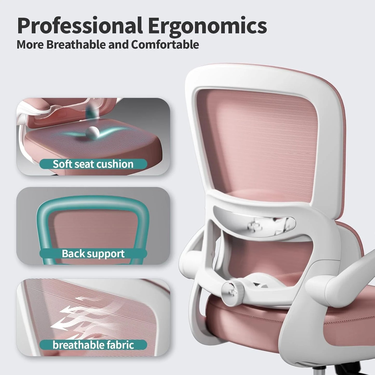 TRALT Office Chair Ergonomic Desk Chair 330 lbs Home Mesh Gaming Chair with Wheels