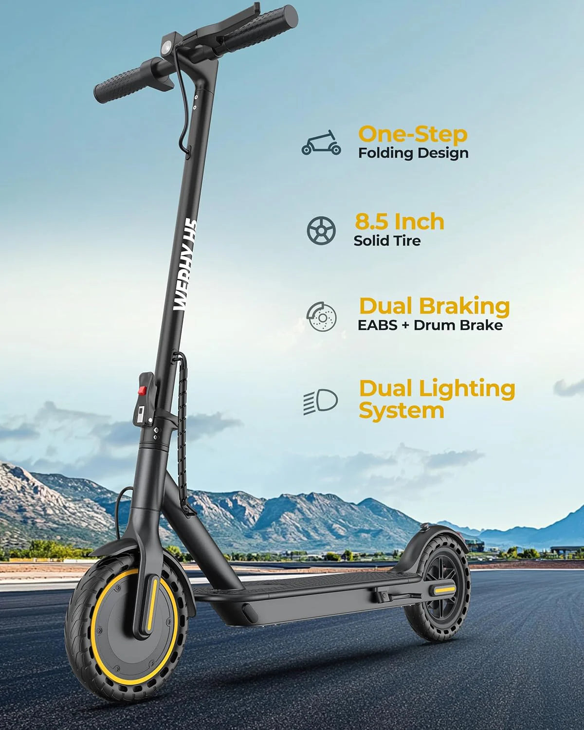 Electric Scooter, 350W/500W Motor, Top Speed 19/22 mph, Max 16/23/28Miles Ranges, Foldable E Scooter for Adults