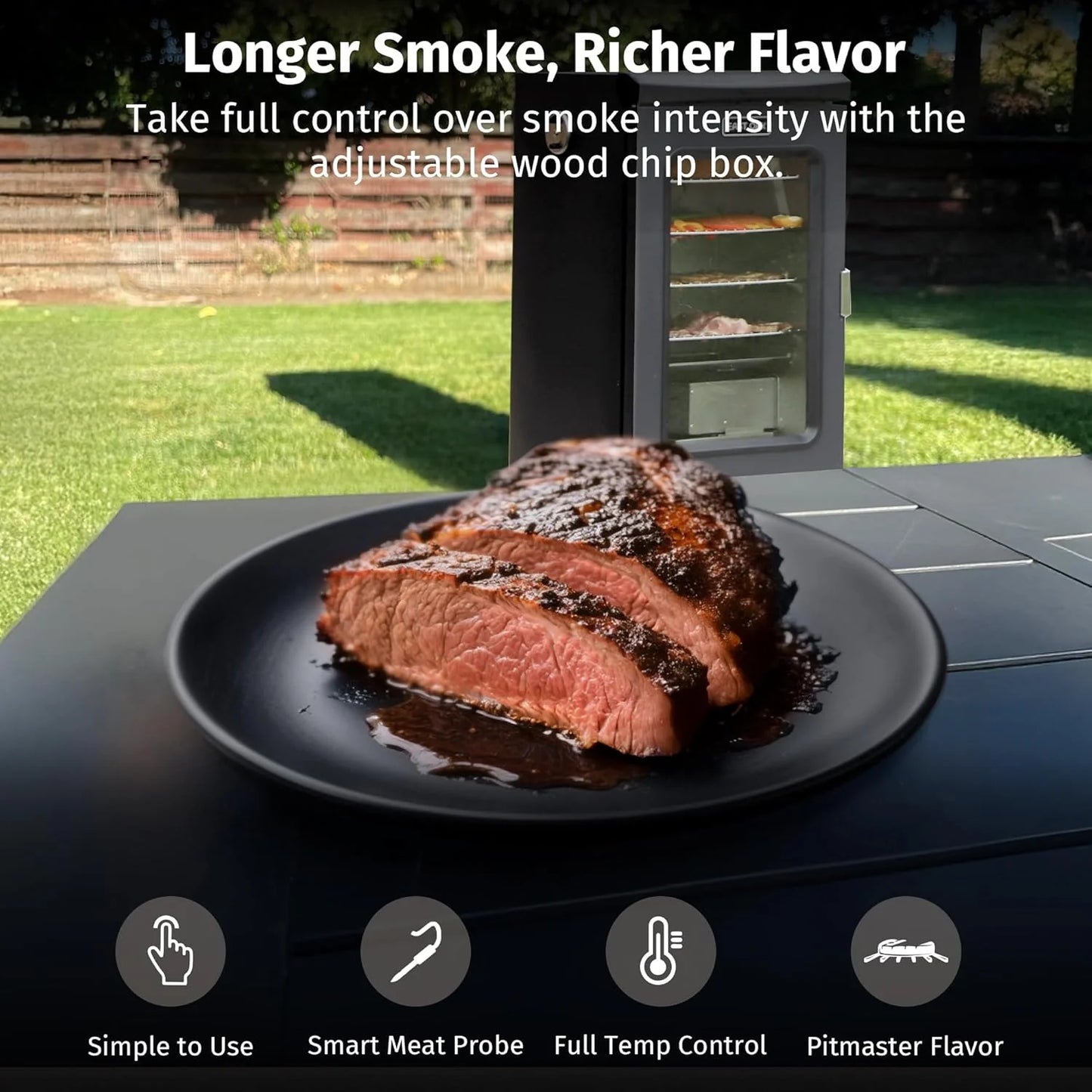 EAST OAK 30" Outdoor Electric Smoker | Built-in meat probe, smokes up to 6 times longer in a single load, side loader for uninterrupted smoking