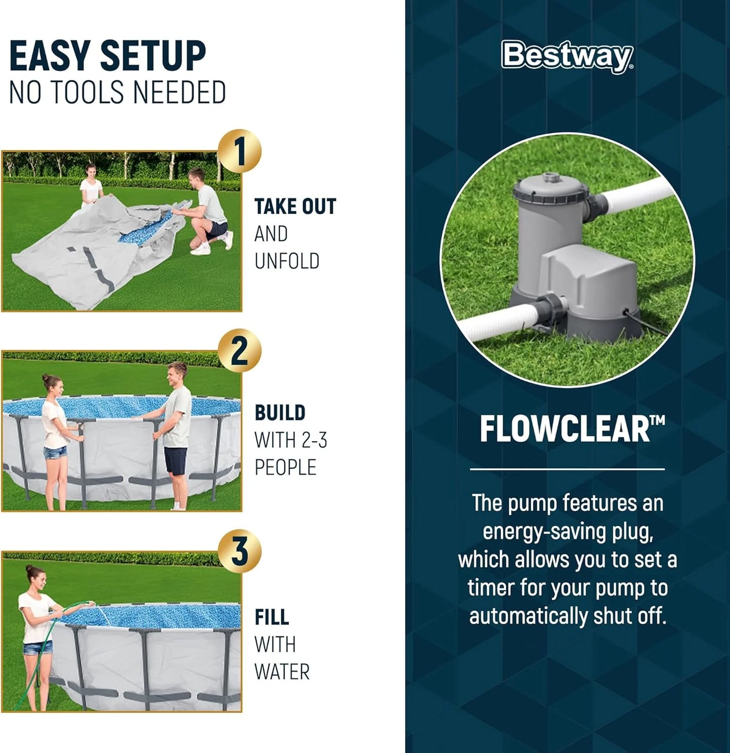 Steel Pro MAX 14 Foot x 48 Inch Round Metal Frame Above Ground Outdoor Swimming Pool Set with 1,000 Filter Pump, Ladder, and Cover, Gray