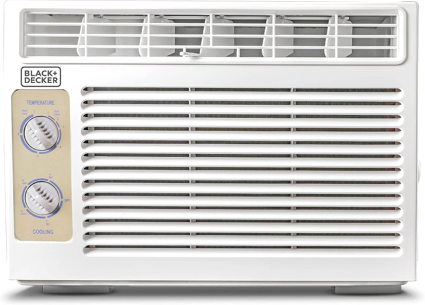 BLACK+DECKER Window Air Conditioner 5000 BTU, Cools Up to 150 Square Feet, AC Unit with Mechanical Controls, Manual Fan Only and Cool Settings, BD05MWT6, White