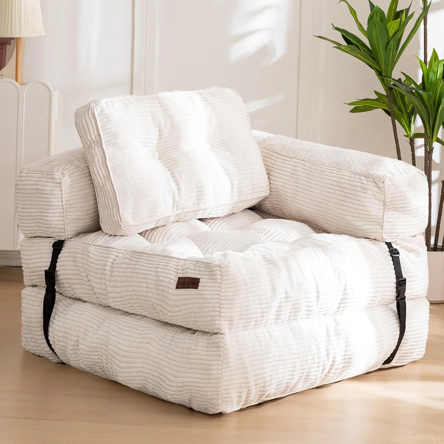 Folding Sofa Bed, L-Shaped Convertible Sofa Bed with Armrests and Pillows,