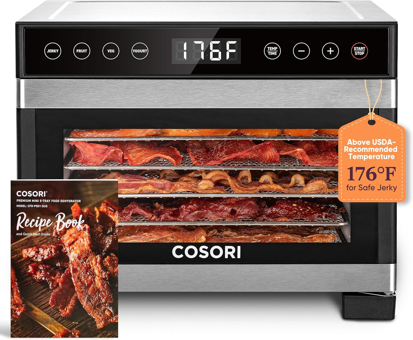 COSORI Food Dehydrator, Bigger Than 7 Trays With Large 6.5" Drying Space, 600W Power Saves More Time Than 480W, 165°F Dehydrated Dryer