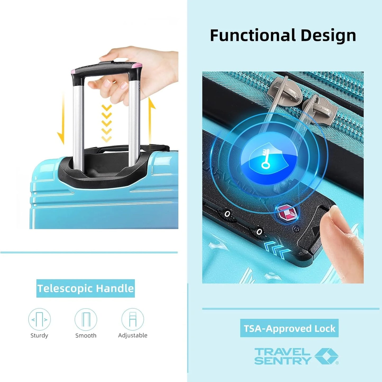 6-piece luggage set, expandable hardshell suitcase set with spinner wheels, lightweight rolling luggage set