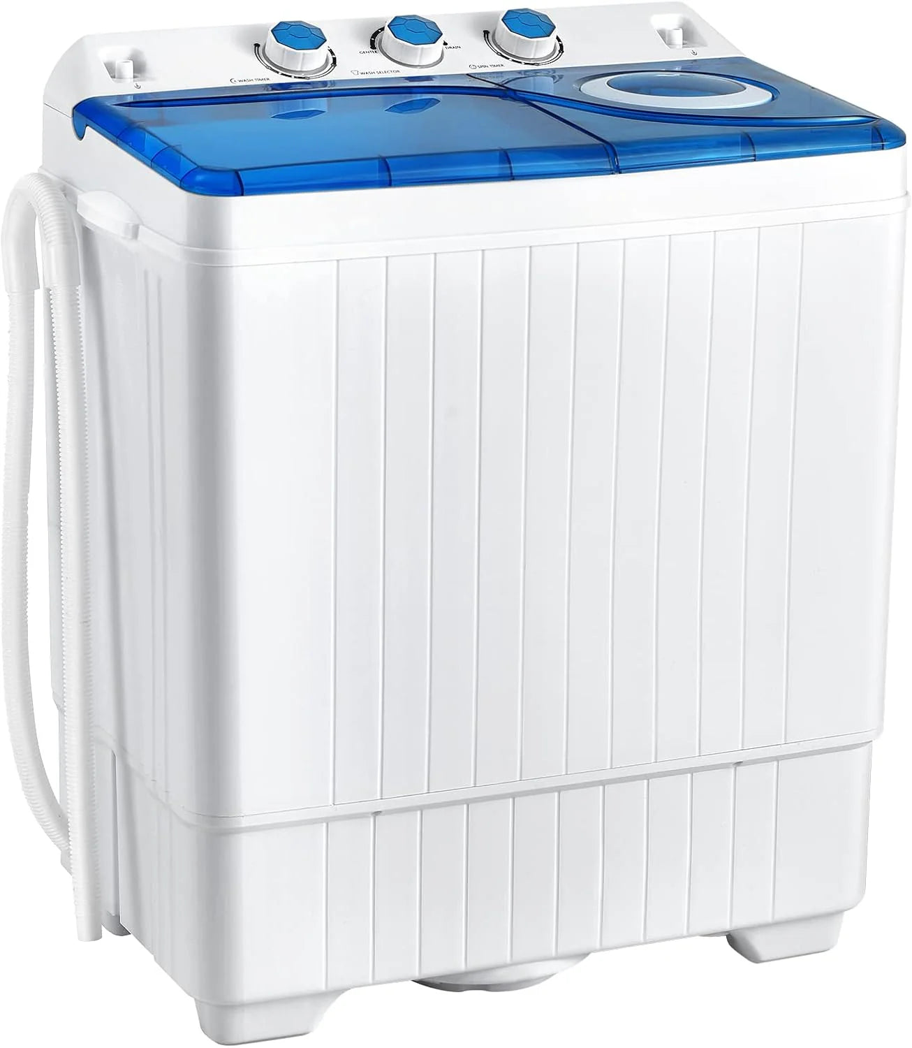 COSTWAY Double Tub 26 lb Capacity Laundry 18 lb 8 lb Spin Combo with Timer Knob Built-in Drain Pump Small Portable Washing Machine