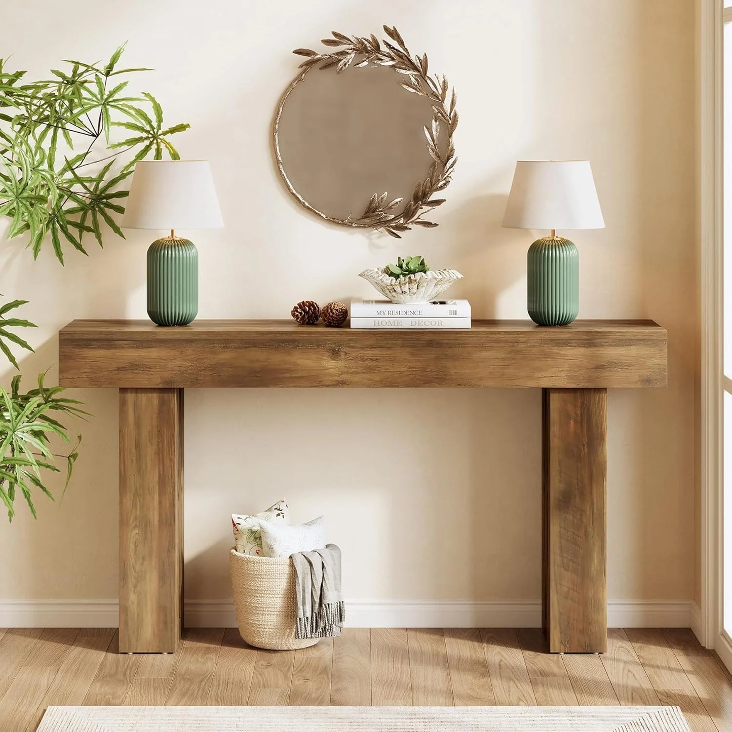 63-Inch Narrow Console Table Modern Sofa Table for Hallway