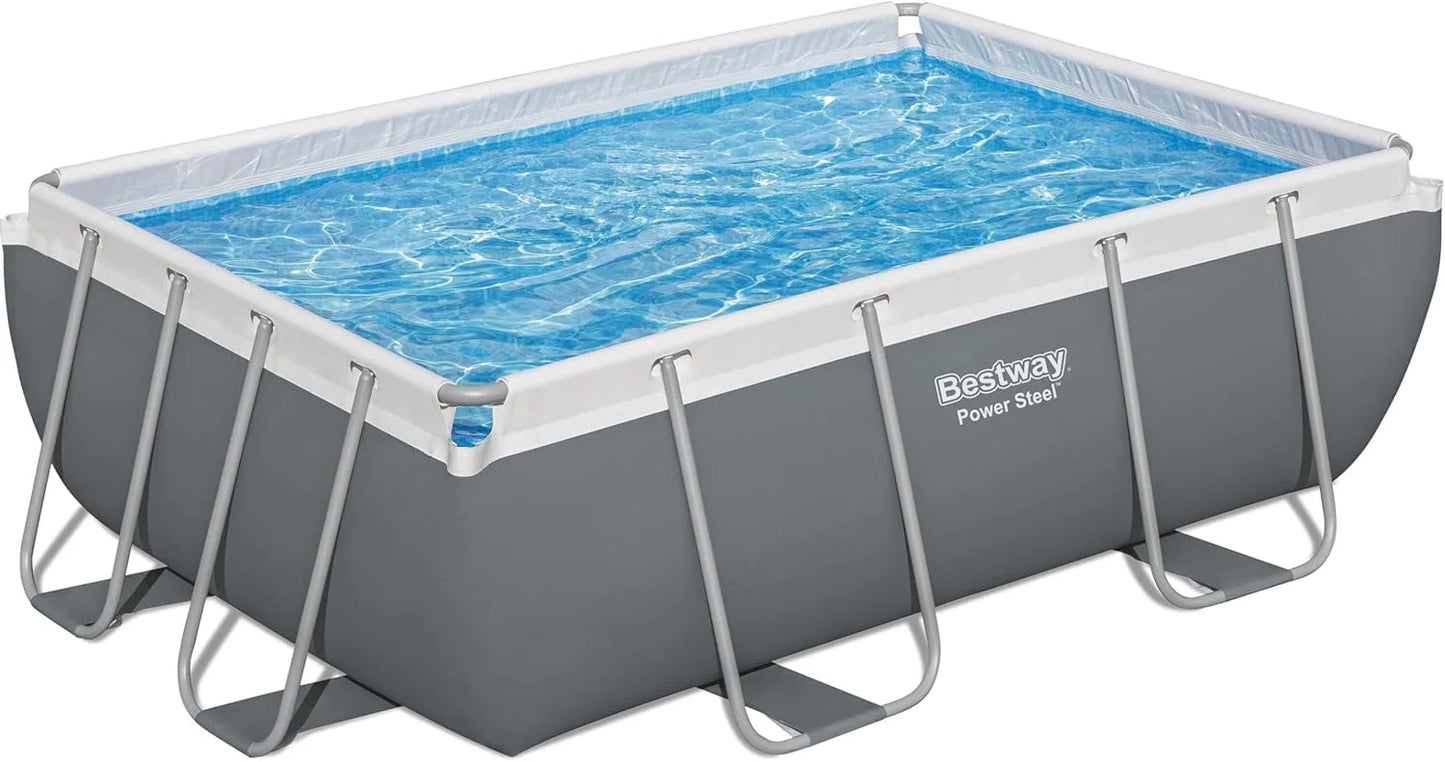 Power Steel 14' x 8'2" x 39.5" Oval Above Ground Pool Set | Includes 530gal Filter Pump, Ladder, ChemConnect Dispener