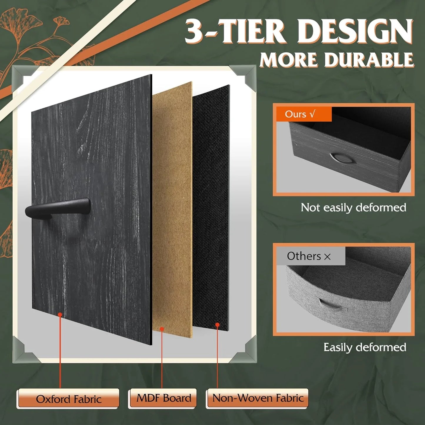 Storage Organizer Unit with 11 Fabric Bins, Storage Drawers Organizer with Steel Frame, Tall Storage Tower Organizaton