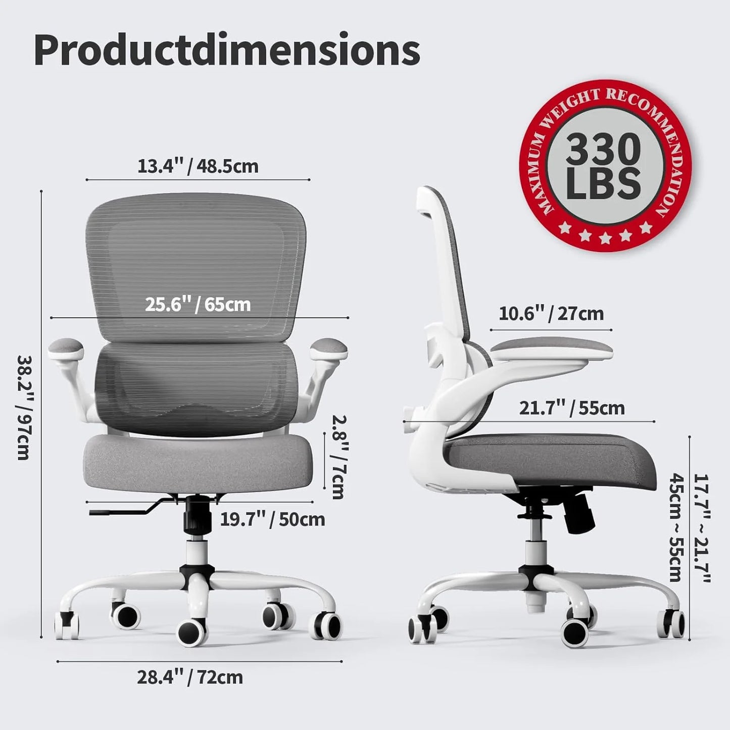 TRALT Office Chair Ergonomic Desk Chair 330 lbs Home Mesh Gaming Chair with Wheels