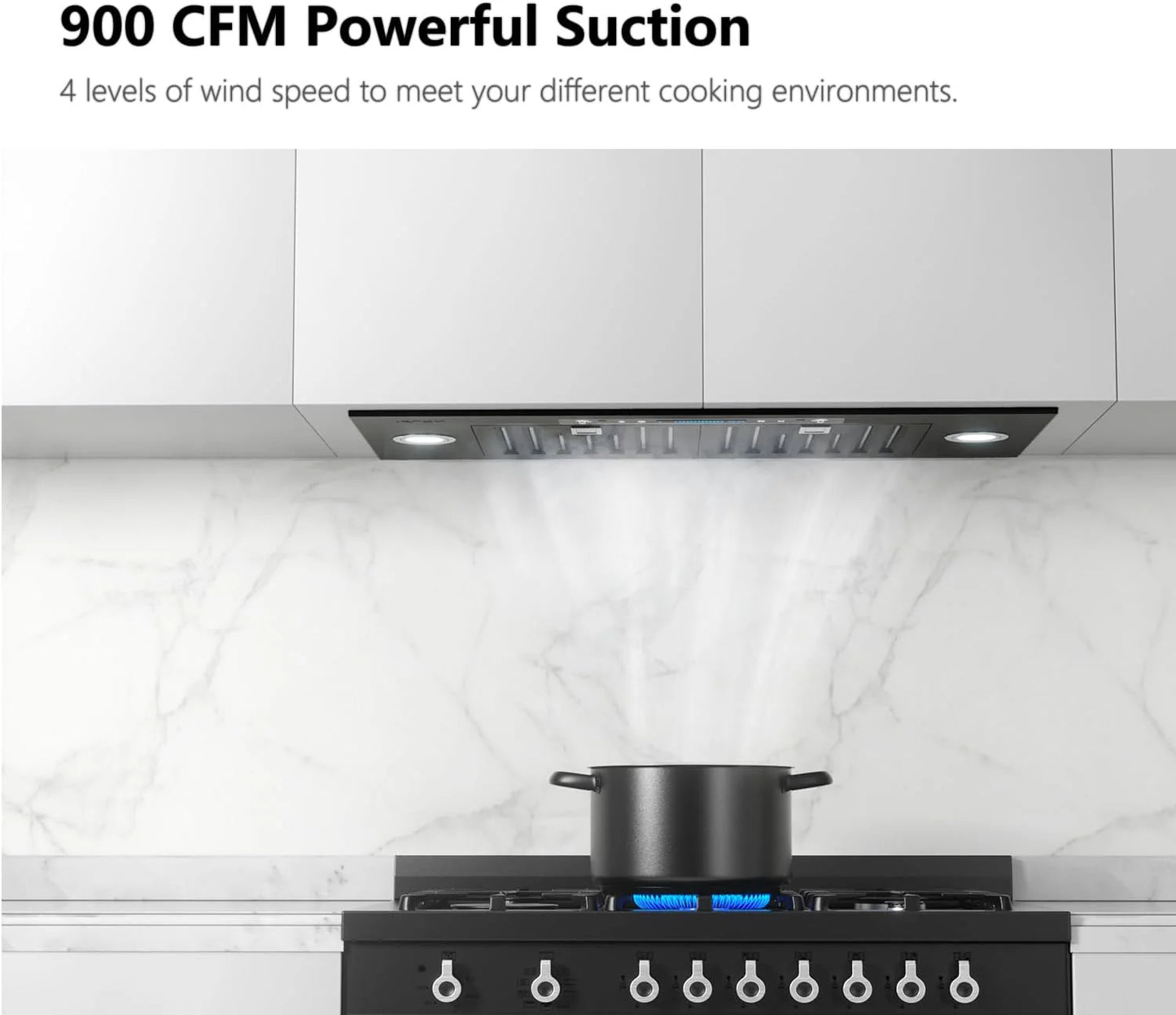 IKTCH 30" Built-in/Plug-in Range Hood 900 CFM, Ducted/Ductless Convertible Ducted, Stainless Steel Kitchen Range Hood
