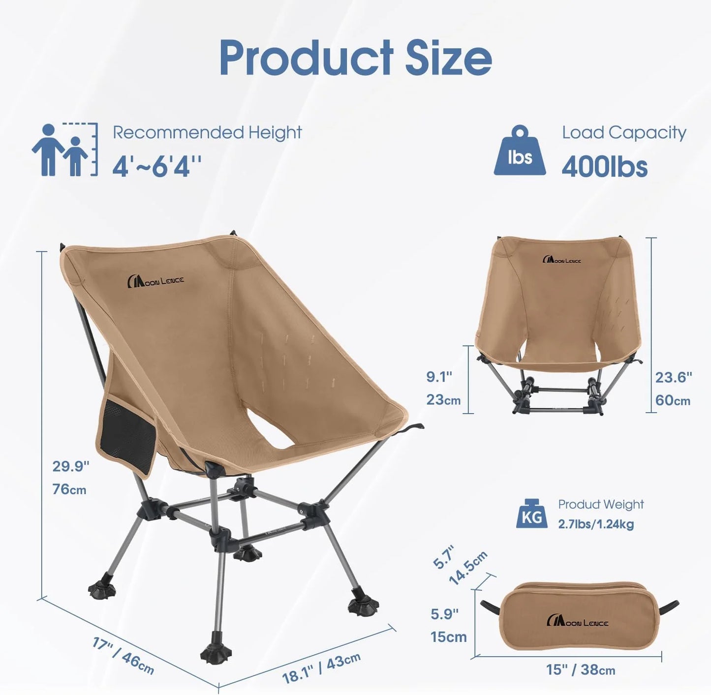 Portable Camping Chair Plus Folding Chair for Backpacking and Hiking