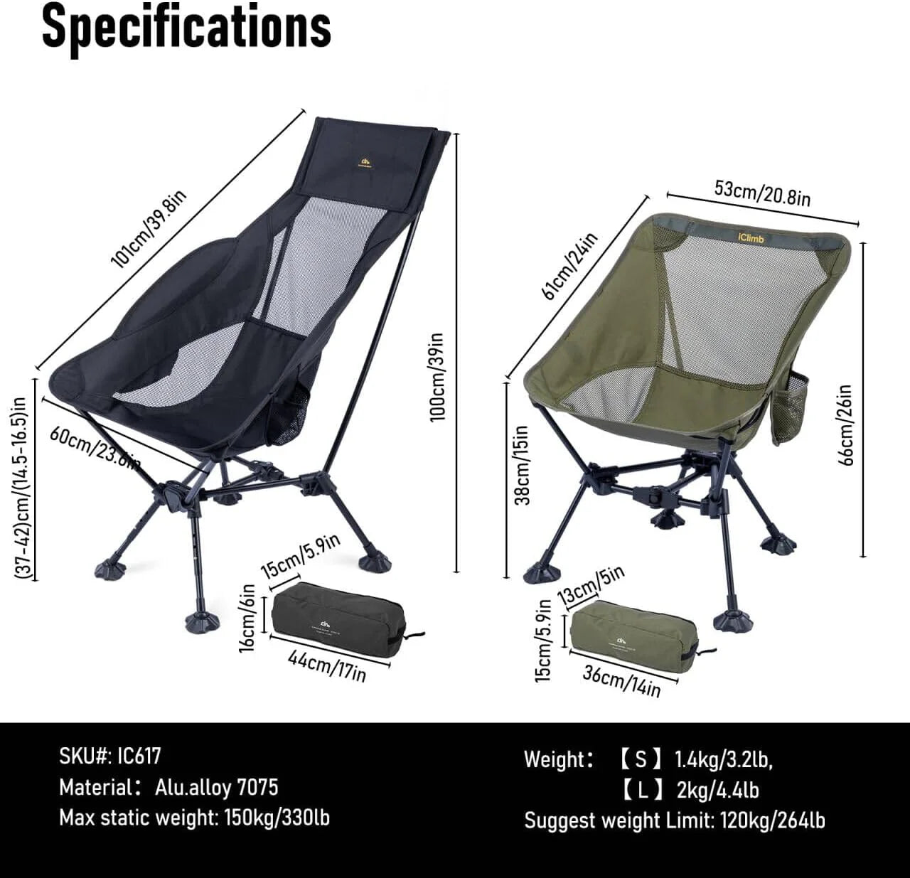 Ultralight Compact Camping Folding Beach Chair