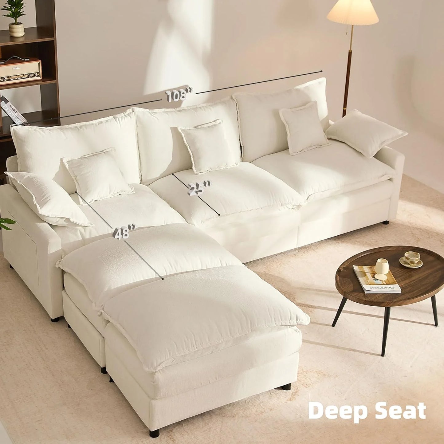 108" U-shaped sofa, modular sofa Comfortable cloud sofa