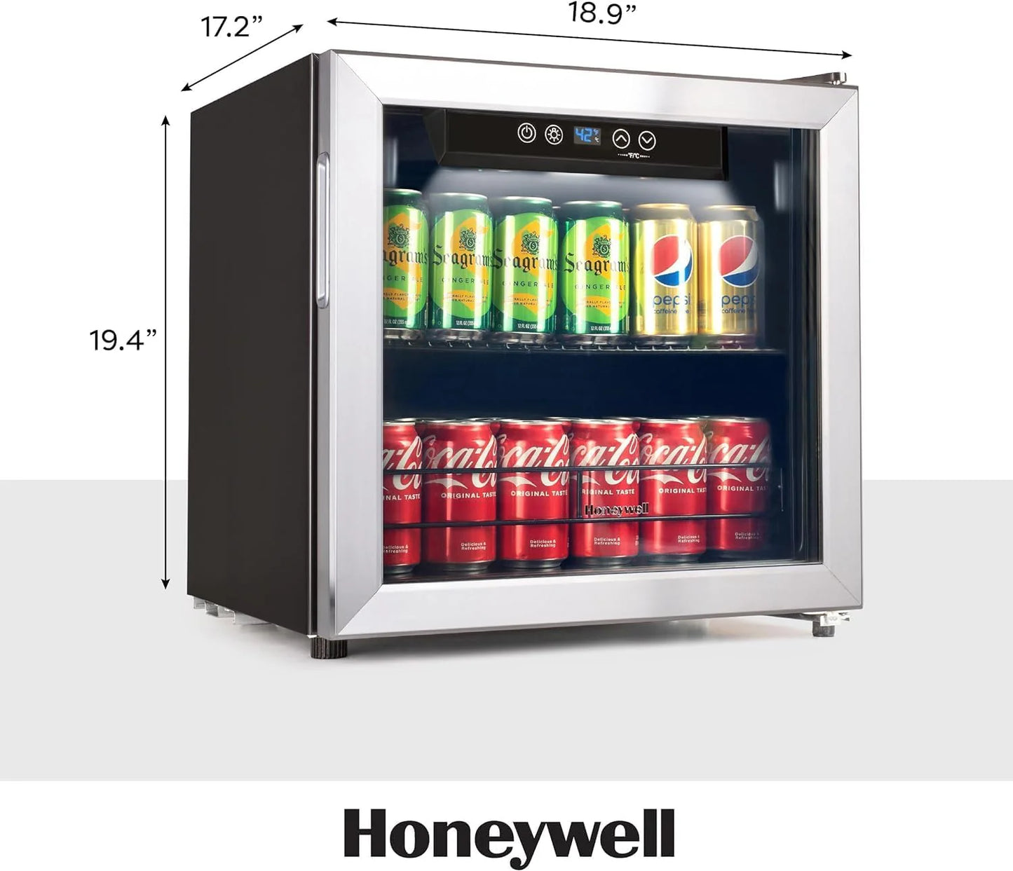 Beverage Refrigerator and Cooler, 115 Can Mini Fridge with Glass Door for Soda Beer or Wine for Office or Bar with Adjustable Removable Shelving