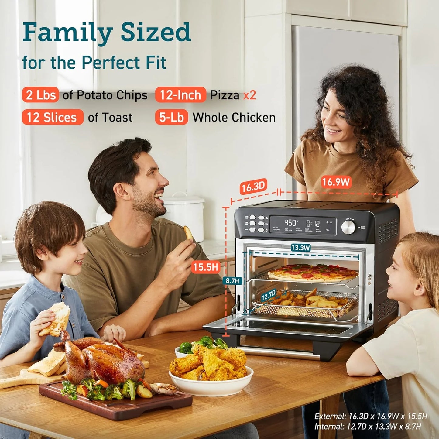 COSORI Smart 12-in-1 Air Fryer Toaster Oven Combo, Airfryer Convection Oven Countertop, Bake, Roast, Reheat, Broiler, Dehydrate, 75 Recipes & 3 Accessories, 26QT