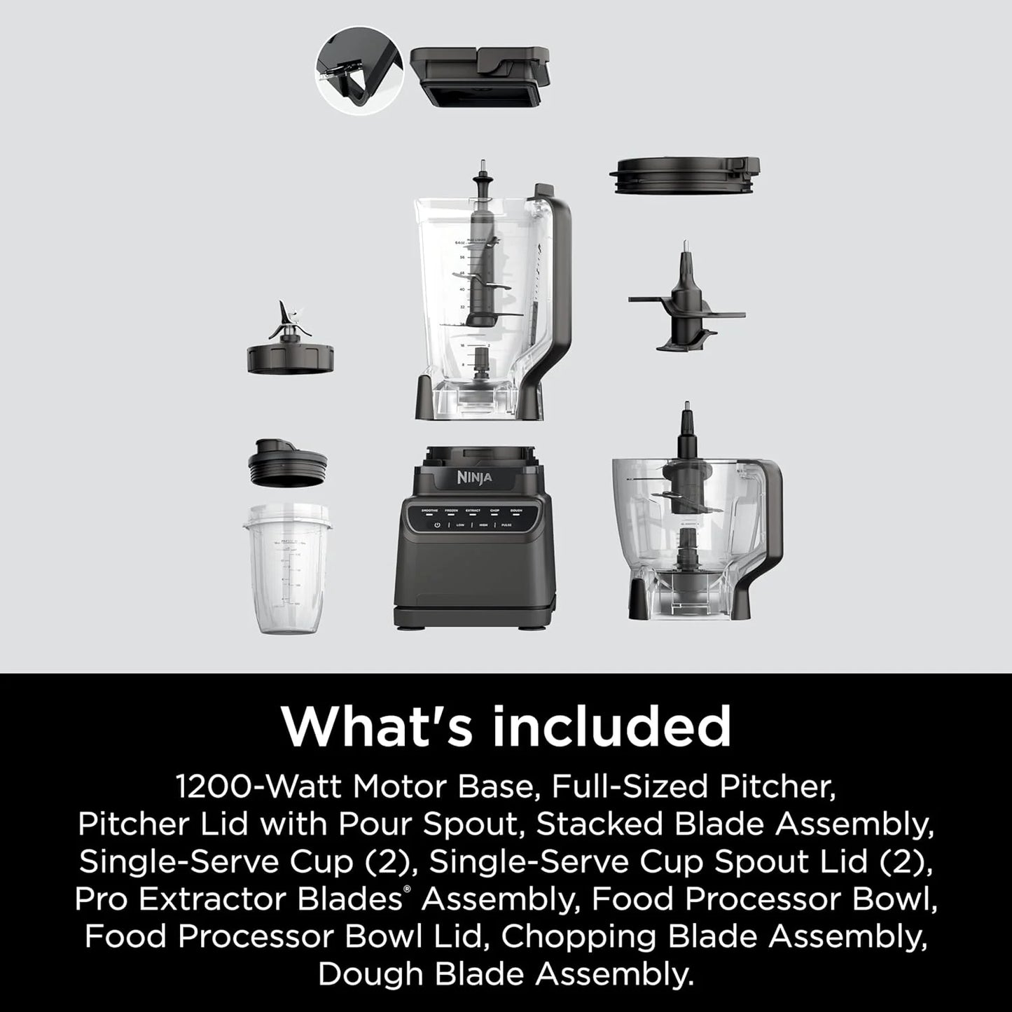 Ninja Mega Kitchen System, 1500-Watt, 72-Ounce Full-Size Blender and 8-Cup Food Processor with (2) 16-Ounce To-Go Cups
