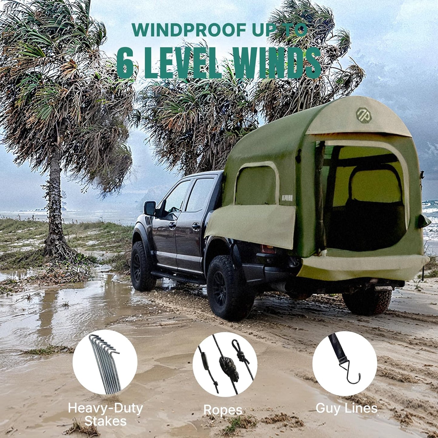 Truck Bed Tent 5.5ft-8ft, Suitable for 2+1 People/Family Inflatable Pickup Truck Tent