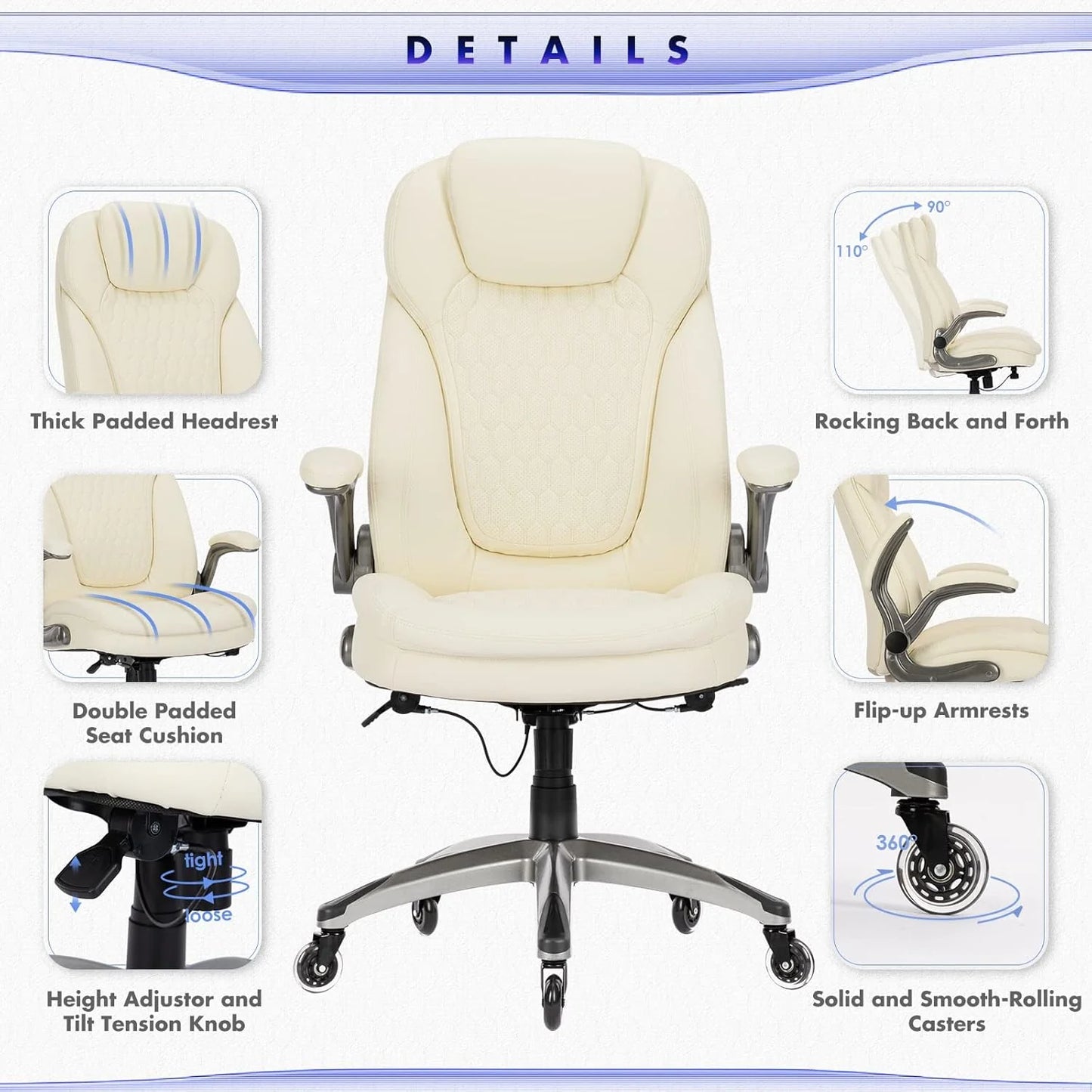 Executive Office Chair Computer Desk Chair Swivel Home Office Chair Upgraded Casters
