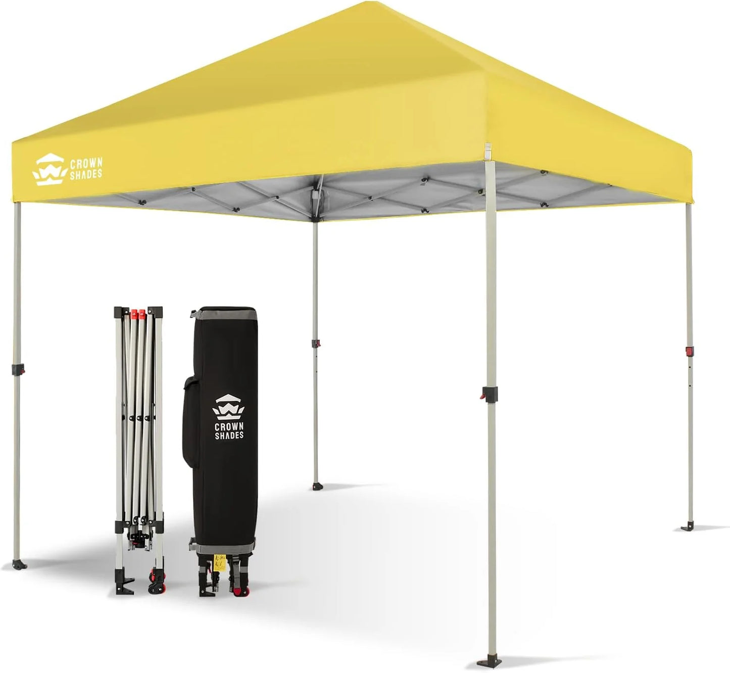 10x10 Pop-Up Awning - One-Click Installation Beach Tent - Outdoor Sunshade Silver Coated Top, 3 Heights and 4 Sand Pockets