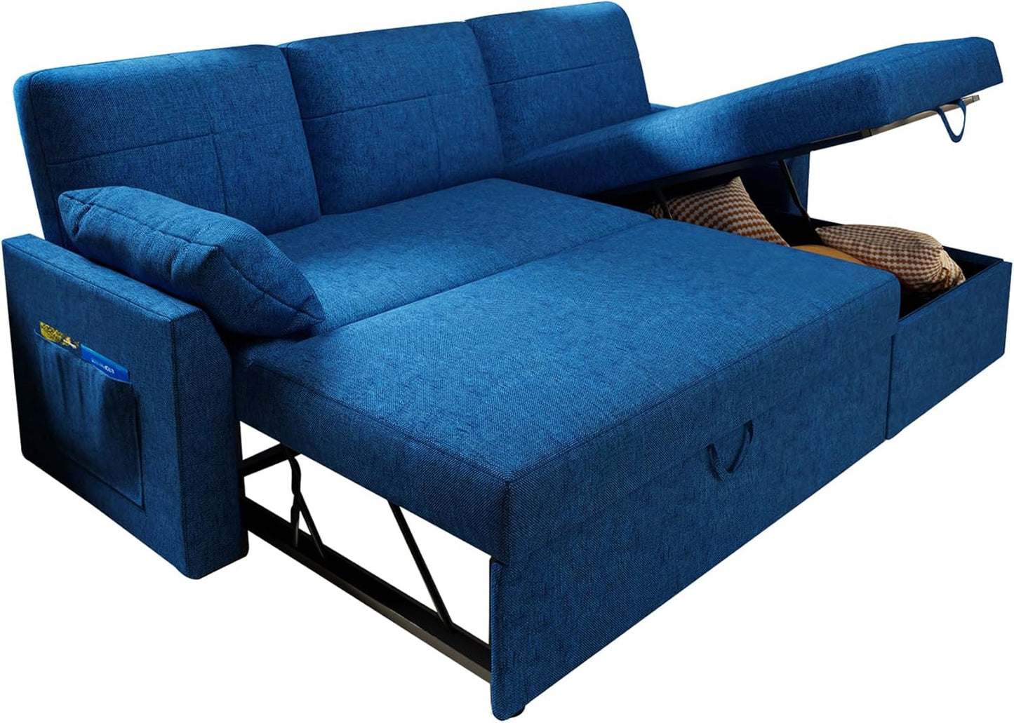 VanAcc Sofa Bed, Sleeper Sofa with Storage Chaise- 2 in 1 Pull Out Couch Living Room, Comfy Sleeper Couch