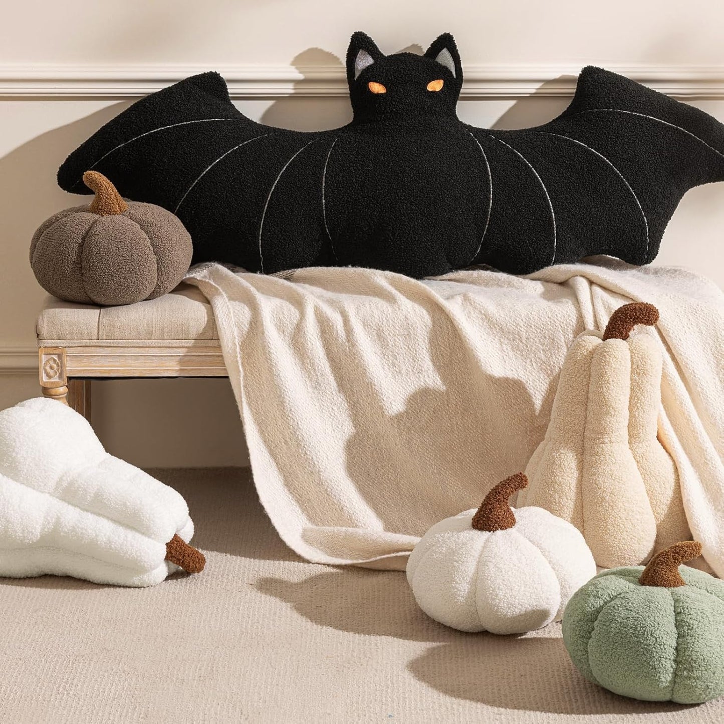 Teddy Fleece Pumpkin Throw Pillows