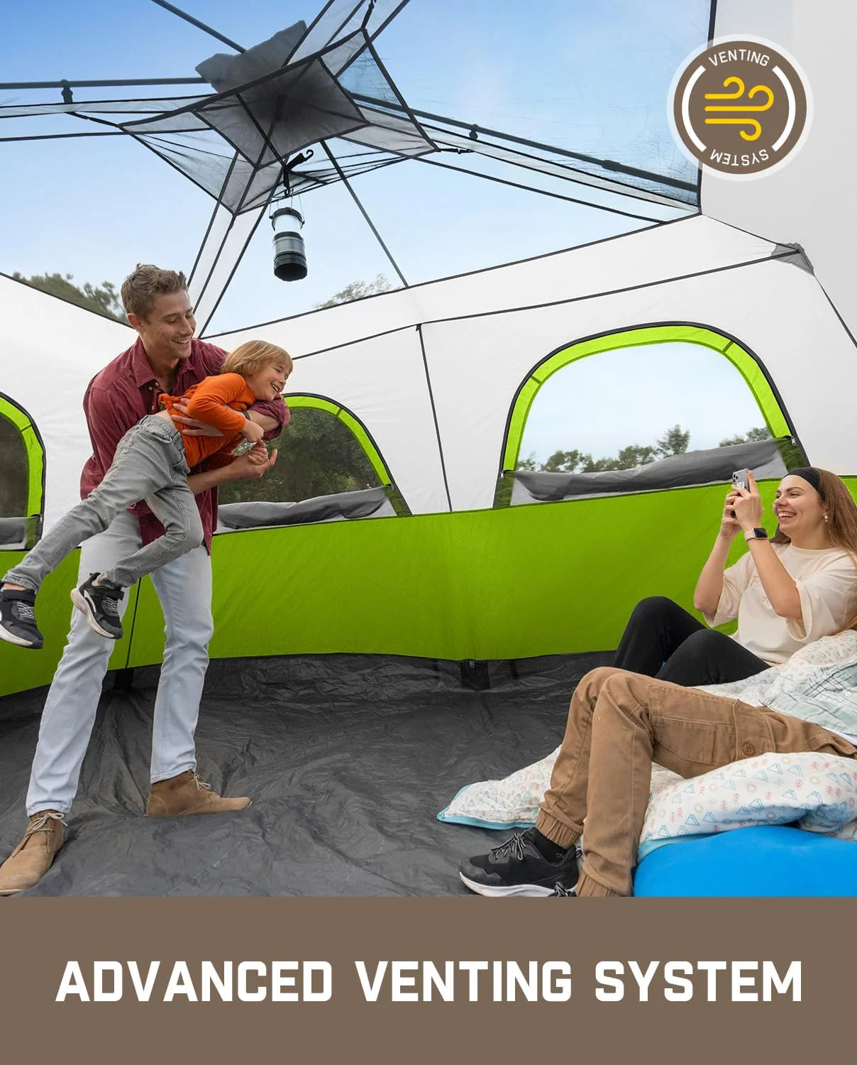 Portable camping tent for 4/6/8/10 people with instant cabin and rainproof and windproof