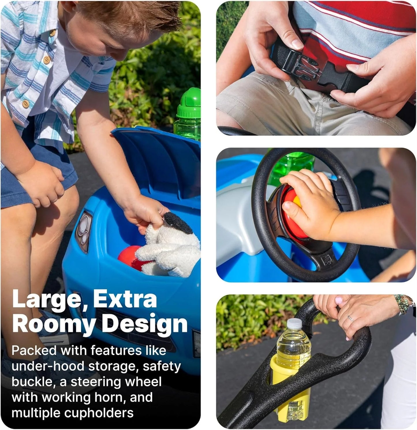 Step2 Whisper Ride II Ride On Push Toy Car, Pink – Ride On Car with Included Seat Belt, Easy Storage and Transport, Makes a Great Stroller Alternative